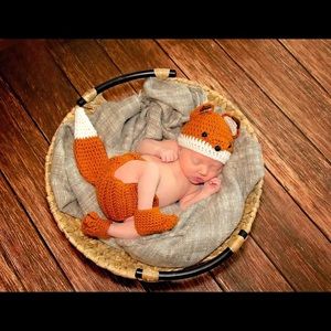 Handmade Crochet Newborn Fox Costume